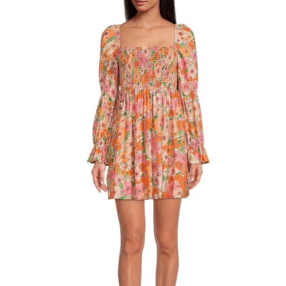 Gianni Bini Pink and Orange Floral Mini Dress